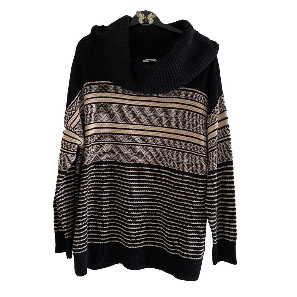 Maurices Knit Top Sweater Plus Size‎ 3 Cowl Neck Black Tank Striped